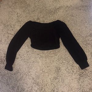 Copped fuzzy sweater